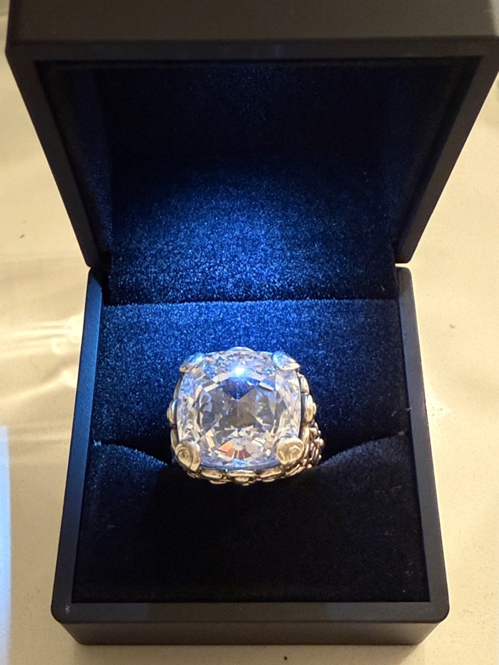 Large Clear Stone Cocktail Ring in Sterling Silver